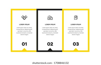 Infographic. Vector Infographic design template with icons and 3 numbers options or steps. Can be used for process diagram, presentations, workflow layout, banner, flow chart, info graph.