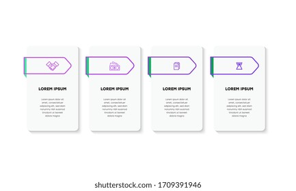 Infographic. Vector Infographic design template with icons and 4 numbers options or steps. Can be used for process diagram, presentations, workflow layout, banner, flow chart, info graph.