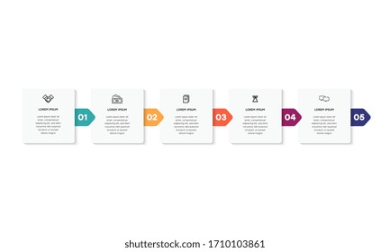   Infografía. Plantilla de diseño de infografía vectorial con iconos y 5 opciones de números o pasos. Se puede utilizar para diagrama de procesos, presentaciones, diseño de flujo de trabajo, banner, diagrama de flujo, gráfico de información.