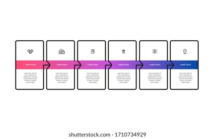 Infographic. Vector Infographic design template with icons and 6 numbers options or steps. Can be used for process diagram, presentations, workflow layout, banner, flow chart, info graph.