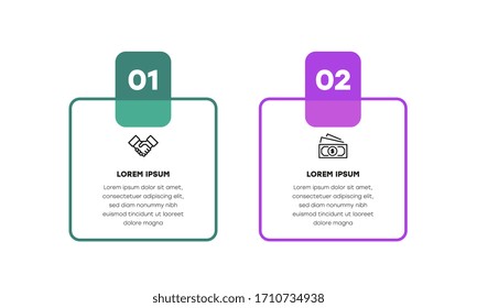 Infographic. Vector Infographic design template with icons and 2 numbers options or steps. Can be used for process diagram, presentations, workflow layout, banner, flow chart, info graph.