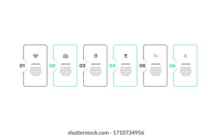 Infographic. Vector Infographic design template with icons and 6 numbers options or steps. Can be used for process diagram, presentations, workflow layout, banner, flow chart, info graph.