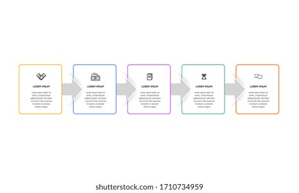 Infographic. Vector Infographic design template with icons and 5 numbers options or steps. Can be used for process diagram, presentations, workflow layout, banner, flow chart, info graph.