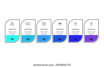 Infographic. Vector Infographic design template with icons and 6 numbers options or steps. Can be used for process diagram, presentations, workflow layout, banner, flow chart, info graph.