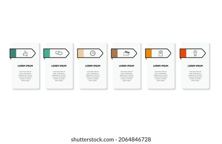 Infographic. Vector Infographic design template with icons and 6 numbers options or steps. Can be used for process diagram, presentations, workflow layout, banner, flow chart, info graph.