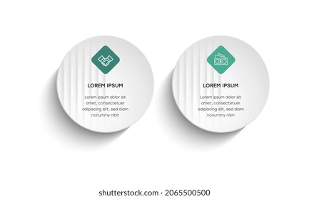 Infographic. Vector Infographic design template with icons and 2 numbers options or steps. Can be used for process diagram, presentations, workflow layout, banner, flow chart, info graph.