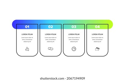 Infografía. Plantilla de diseño de infografía vectorial con iconos y 4 opciones de números o pasos. Se puede utilizar para el diagrama de procesos, presentaciones, diseño de flujo de trabajo, banner, diagrama de flujo, gráfico de información.
