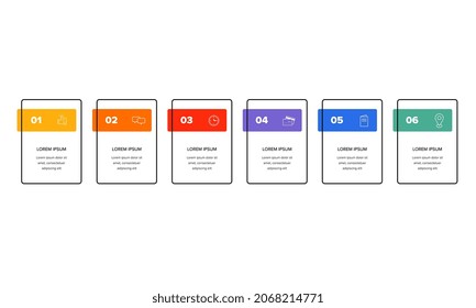 Infographic. Vector Infographic design template with icons and 6 numbers options or steps. Can be used for process diagram, presentations, workflow layout, banner, flow chart, info graph.