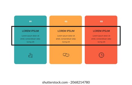 Infografía. Plantilla de diseño de infografía vectorial con iconos y 3 opciones de números o pasos. Se puede utilizar para el diagrama de procesos, presentaciones, diseño de flujo de trabajo, banner, diagrama de flujo, gráfico de información.