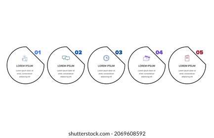 Infografik. Vector Infografische Design-Vorlage mit Symbolen und 5 Zahlenoptionen oder Schritten. Kann für Prozessdiagramm, Präsentationen, Workflow-Layout, Banner, Flussdiagramm, Infografik verwendet werden.
