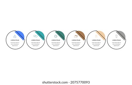 Infographic. Vector Infographic design template with icons and 6 numbers options or steps. Can be used for process diagram, presentations, workflow layout, banner, flow chart, info graph.
