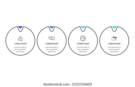 Infografik. Vector Infografische Design-Vorlage mit Symbolen und 4 Zahlenoptionen oder Schritten. Kann für Prozessdiagramm, Präsentationen, Workflow-Layout, Banner, Flussdiagramm, Infografik verwendet werden.