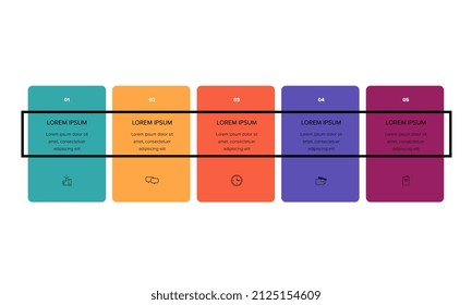 Infographic. Vector Infographic design template with icons and 5 numbers options or steps. Can be used for process diagram, presentations, workflow layout, banner, flow chart, info graph.