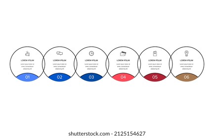 Infographic. Vector Infographic design template with icons and 6 numbers options or steps. Can be used for process diagram, presentations, workflow layout, banner, flow chart, info graph.