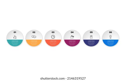 Infografía. Plantilla de diseño de infografía vectorial con iconos y 6 opciones de números o pasos. Se puede utilizar para el diagrama de procesos, presentaciones, diseño de flujo de trabajo, banner, diagrama de flujo, gráfico de información.