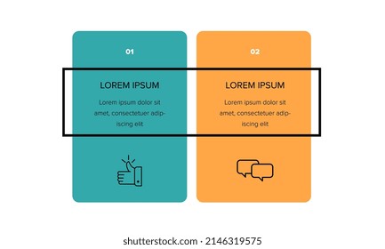 Infografía. Plantilla de diseño de infografía vectorial con iconos y 2 opciones de números o pasos. Se puede utilizar para el diagrama de procesos, presentaciones, diseño de flujo de trabajo, banner, diagrama de flujo, gráfico de información.