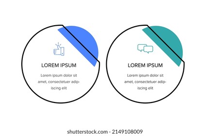 Infografía. Plantilla de diseño de infografía vectorial con iconos y 2 opciones de números o pasos. Se puede utilizar para el diagrama de procesos, presentaciones, diseño de flujo de trabajo, banner, diagrama de flujo, gráfico de información.