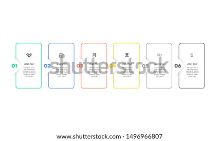 Infographic. Vector Infographic design template with icons and 6 numbers options or steps. Can be used for process diagram, presentations, workflow layout, banner, flow chart, info graph.
