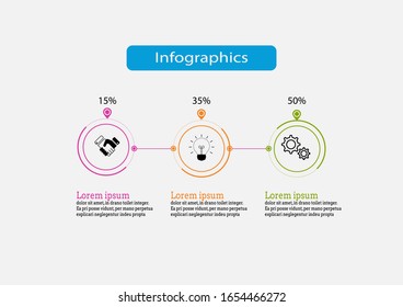 Plantilla de diseño vectorial gráfico para ilustración. Presentación de plantilla de infografía de negocios con 3 opciones. Concepto creativo para infografía.
