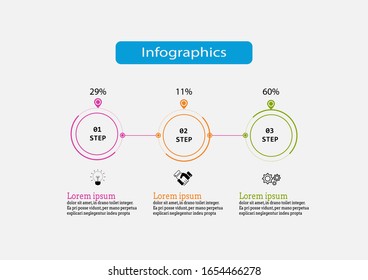 Plantilla de diseño vectorial gráfico para ilustración. Presentación de plantilla de infografía de negocios con 3 opciones. Concepto creativo para infografía.