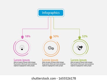 Infographic vector design template for illustration. Presentation business infographic template with 3 options. Creative concept for infographic.