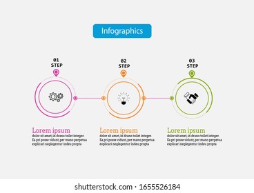 Infographic vector design template for illustration. Presentation business infographic template with 3 options. Creative concept for infographic.