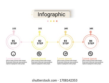 The infographic vector design template for illustration. Infographic design business template with four steps. Creative concept for infographic. Used for layout, workflows, banners, web design.