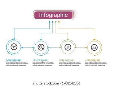 Plantilla de diseño vectorial gráfico para ilustración.Presentación de plantilla de infografía de negocios con 4 opciones. Concepto creativo para infografía. Se utiliza para diseño, flujos de trabajo, banners, diseño web.