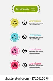 The infographic vector design template for illustration. Infographic design business template with four steps. Creative concept for infographic. Used for layout, workflows, banners, web design.
