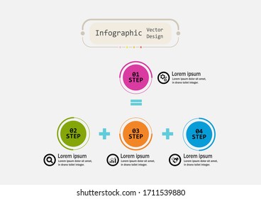 Die Infografik-Design-Vorlage für Vektorillustrationen zur Illustration. Präsentation Business Infografik Vorlage mit 4 Optionen. Kreatives Konzept für Infografik. Verwendet für Layout, Workflows, Banner, Webdesign.