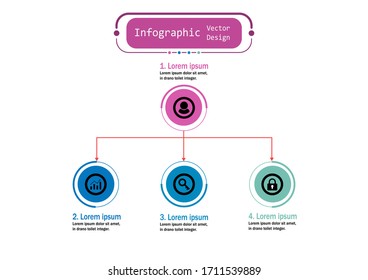 The infographic vector design template for illustration. Timeline infographic design business with 4 options. Creative concept for infographic. Used for layout, workflows, banners, web design.