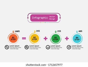 Die Infografik-Design-Vorlage für Vektorillustrationen zur Illustration. Zeitstrahl-Infografik-Design-Geschäft mit vier Schritten. Kreatives Konzept für Infografik. Verwendet für Layout, Workflows, Banner, Webdesign.