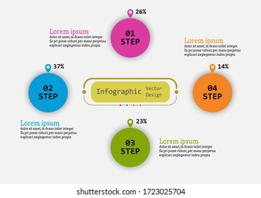 Plantilla de diseño de vectores de infografía para ilustración. Plantilla de negocio de diseño gráfico con cuatro pasos. Concepto creativo para infografía. Se utiliza para diseño, flujos de trabajo, banners, diseño web.