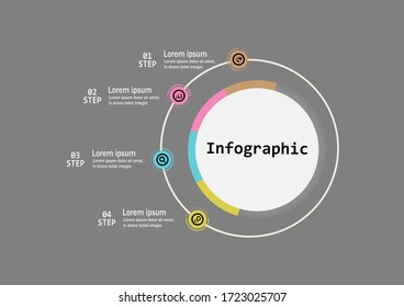 The infographic vector design template for illustration. Timeline infographic design business with 4 options. Creative concept for infographic. Used for layout, workflows, banners, web design.