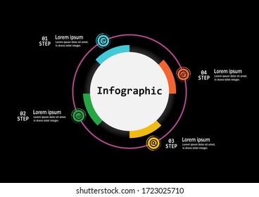 The infographic vector design template for illustration. Timeline infographic design business with four steps. Creative concept for infographic. Used for layout, workflows, banners, web design.