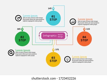 The infographic vector design template for illustration. Timeline infographic design business with 4 options. Creative concept for infographic. Used for layout, workflows, banners, web design.