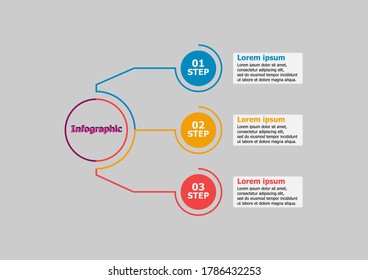 Infographic vector design template for illustration. Presentation business infographic template with 3 options. Creative concept for infographics. layout, diagram, business step options, web banner.