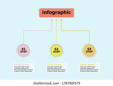 The infographic vector design template for illustration. Timeline infographics design vector template with 3 options. Creative concept for infographic. Used for layout, workflows, banners, web design.