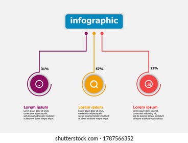 The infographic vector design template for illustration. Presentation business infographic template with 3 options. Creative concept for infographic. Used for layout, workflows, banners, web design.