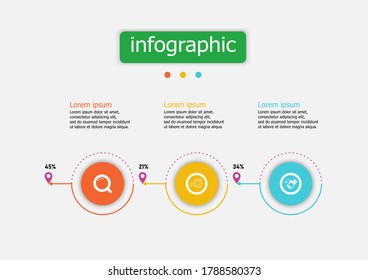 Die Infografik-Vektordesign-Vorlage für Illustrationen. Planen Sie die Zeitstrahl-Infografik Design Vektorvorlage mit 3 Optionen. Kreatives Konzept für Infografik. Wird für Layout, Workflows, Web-Banner verwendet.