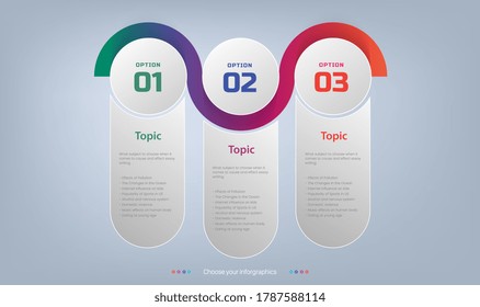 infographic vector design of three options, template used for web, diagram, graphic layout, chart, and 3 steps, parts, options, stages. presentation.