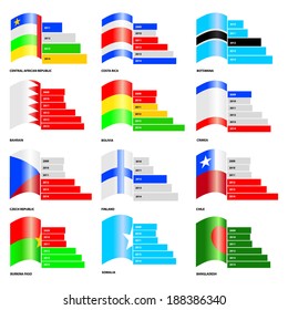 Infographic Vector Editable Flag Bar Graphs - Set 4