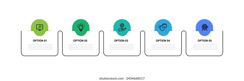 Infographic vector element with 5 step process or option suitable for web presentation, banner information, timeline work and more graphic design