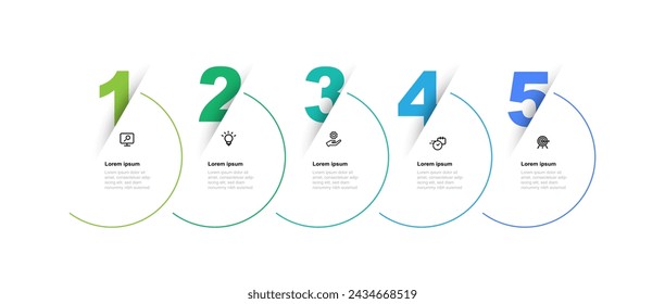 Elemento vectorial de infografía con proceso de 5 pasos u opción adecuada para presentación web, información de banner, trabajo de línea de tiempo y más diseño gráfico