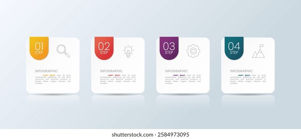 Infographic vector element design template with 4 steps process or options suitable for business data presentation.