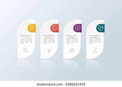 Infographic vector element design template with 4 steps process or options suitable for business data presentation.