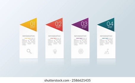 Infographic vector element design template with 4 steps process or options suitable for business data presentation.