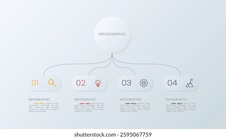Infographic vector element design template with 4 steps process or options suitable for business data presentation.