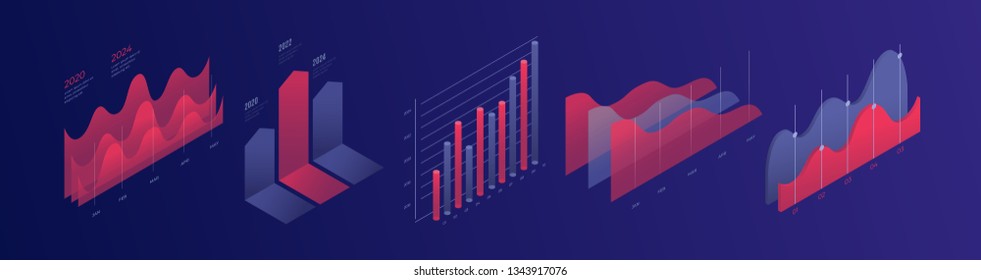 Infographic vector elements. Illustration of data financial graphs or diagrams, information data statistic. Isometric design. Template for presentation, report design, website.