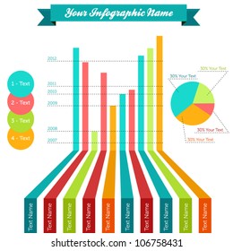 Infographic vector elements with ribbon, diagrams. Easy to modify data informational illustration